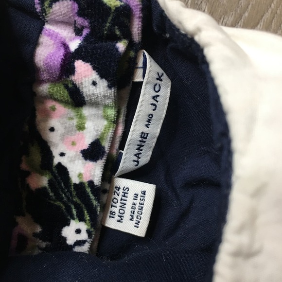 Janie & Jack Floral Short Sleeve Peter Pan Collar Velvet Dress Multi 18-24M - Picture 3 of 4